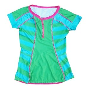 Women's Green and Blue Moxie Cycling Jersey.